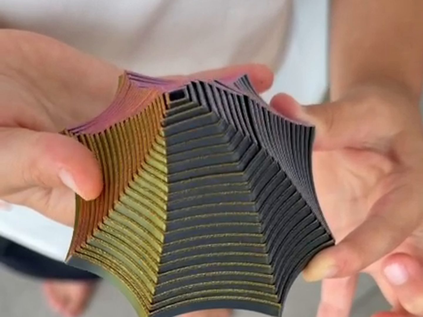 A Focus Spiral being worked open between two hands
